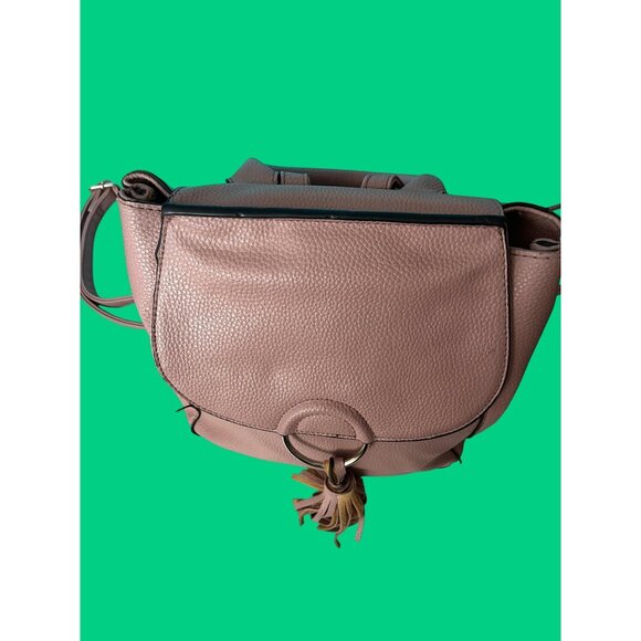 Blush Pink Faux Leather Backpack Purse With Tassel Accent & Ring Detail - Picture 6 of 7